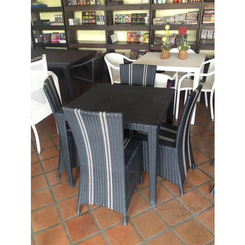 TABLE & 4 CHAIRS - GERMAN IMPORTED SYNTHETIC RATTAN - ALUMINIUM FRAME (MADE IN INDONESIA)
