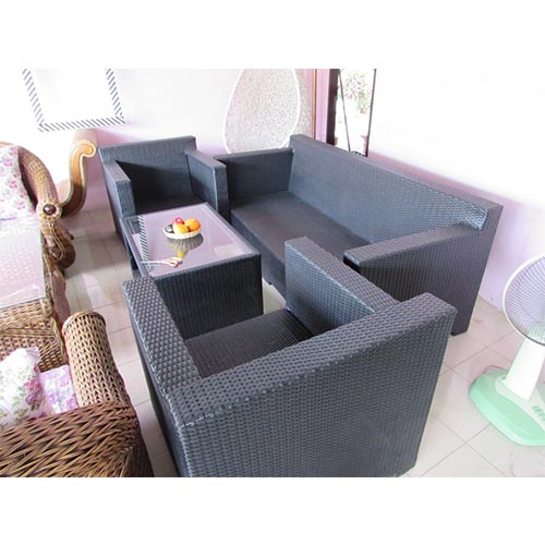 RATTAN 4 PIECE SOFA SET, INCLUDES 3 SEATER SOFA, 2 X SINGLE SEATER ARMCHAIRS AND 1 X COFFEE TABLE, 1.2MM ALUMINIUM THAI SYNTHETIC RATTAN INCLUDING CUSHIONS