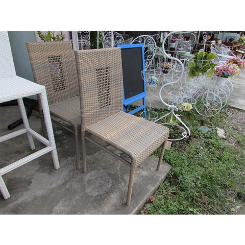 DINING CHAIR WITHOUT ARMS, 1.2MM ALUMINUM THAI SYNTHETIC RATTAN