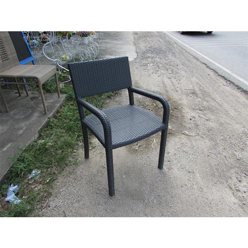 DINING CHAIR WITH ARM RESTS, 1.2MM ALUMINIUM, THAI SYNTHETIC RATTAN